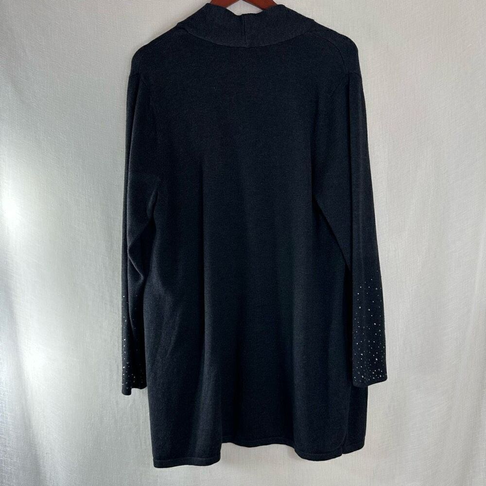 Chico’s Gray Rhinestone Embellished Cardigan Sweater Open Front Womens XL - Picture 2 of 9